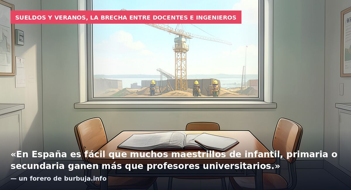 Sueldos y veranos, la brecha entre docentes e ingenieros: «En España es fácil que muchos maestrillos de infantil, primaria o secundaria ganen más que profesores universitarios.» — un forero de burbuja.info
