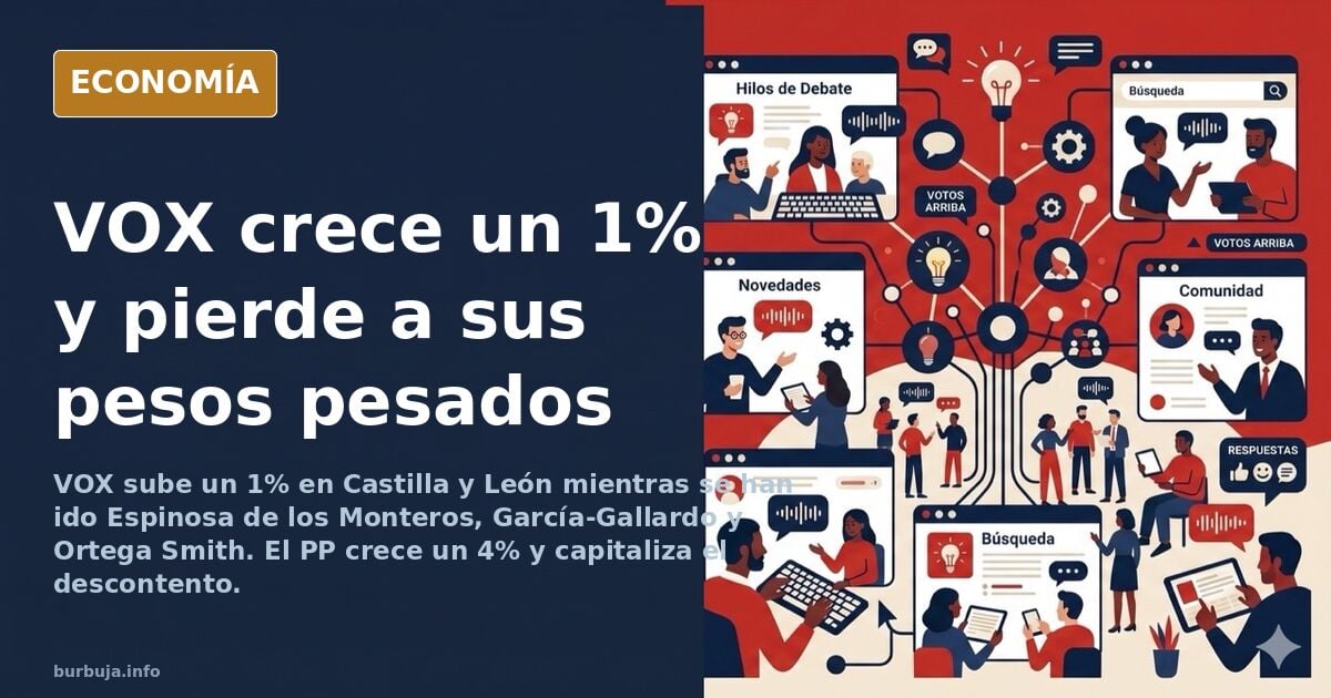 Gráfico de barras mostrando la subida del 1% de VOX en Castilla y León frente al 4% del PP