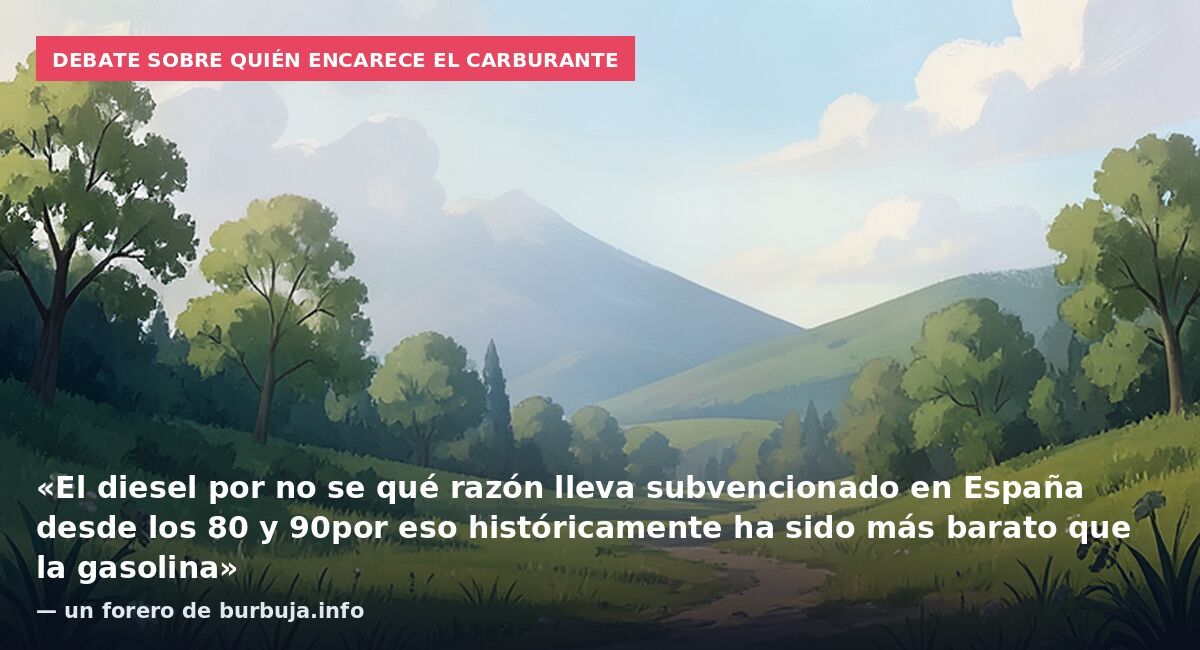 Debate sobre quién encarece el carburante: «El diesel por no se qué razón lleva subvencionado en España desde los 80 y 90por eso históricamente ha sido más barato que la gasolina» — un forero de burbuja.info