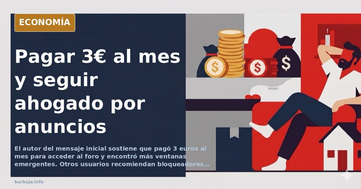 Ilustración editorial de una pantalla de ordenador cubierta por ventanas emergentes de publicidad mientras un usuario intenta