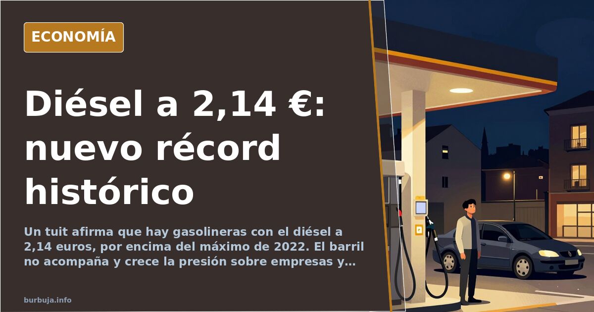Diésel a 2,14 euros en algunas gasolineras, según un tuit