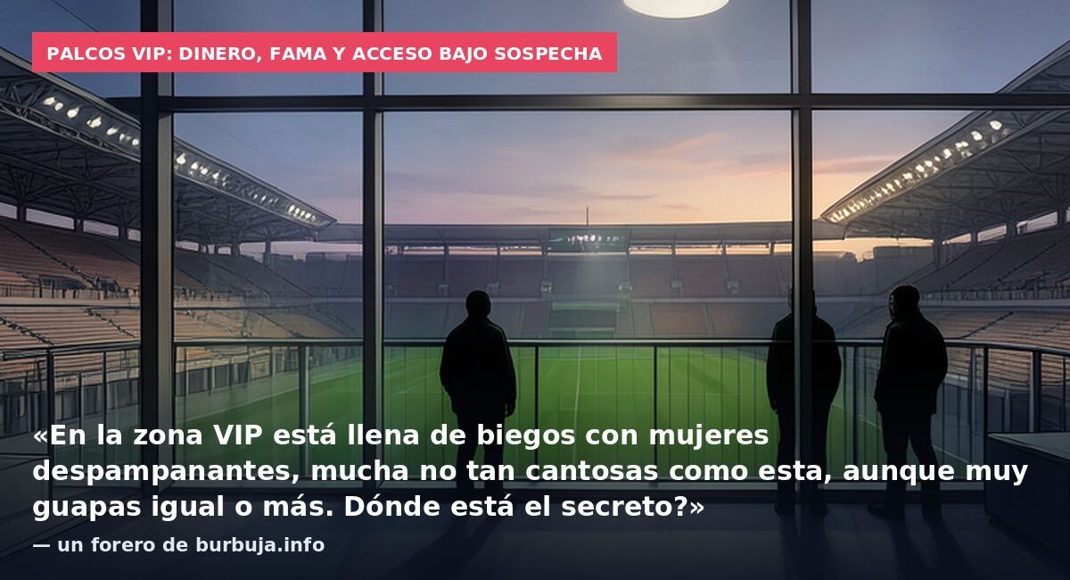 Palcos VIP: dinero, fama y acceso bajo sospecha: «En la zona VIP está llena de biegos con mujeres despampanantes, mucha no tan cantosas como esta, aunque muy guapas igual o más. Dónde está el secreto?» — un forero de burbuja.info