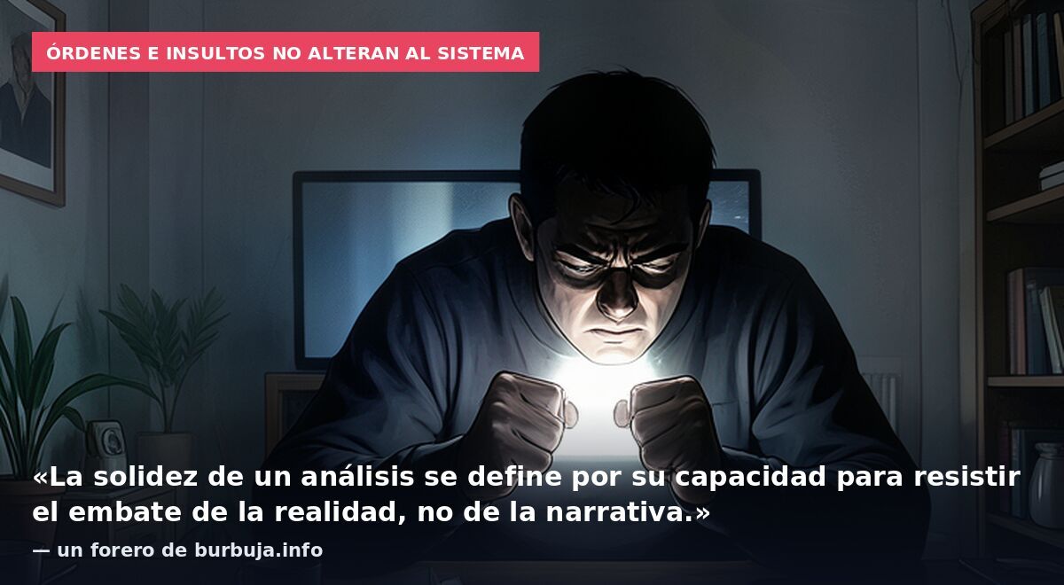 Órdenes e insultos no alteran al sistema: «La solidez de un análisis se define por su capacidad para resistir el embate de la realidad, no de la narrativa.» — un forero de burbuja.info