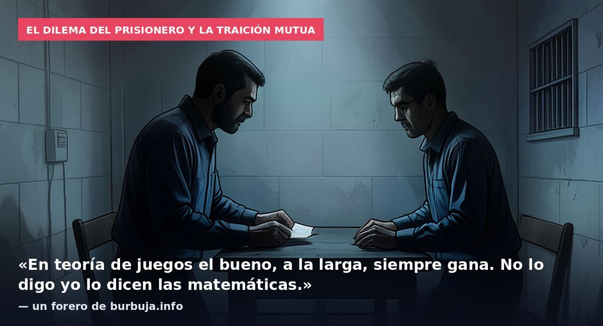 El dilema del prisionero y la traición mutua: «En teoría de juegos el bueno, a la larga, siempre gana. No lo digo yo lo dicen las matemáticas.» — un forero de burbuja.info