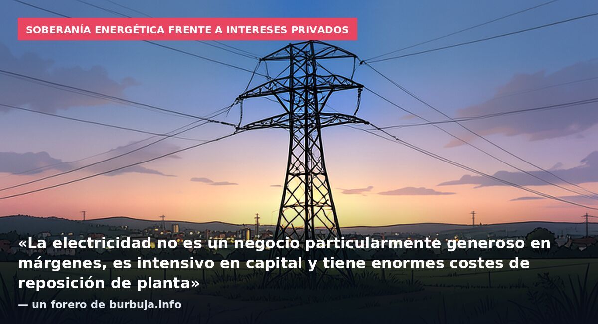Soberanía energética frente a intereses privados: «La electricidad no es un negocio particularmente generoso en márgenes, es intensivo en capital y tiene enormes costes de reposición de planta» — un forero de burbuja.info