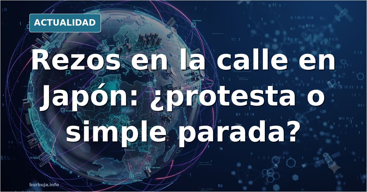 Hombres rezando en una acera urbana junto a un aparcamiento, imagen que alimenta el debate sobre rezos en la calle en Japón