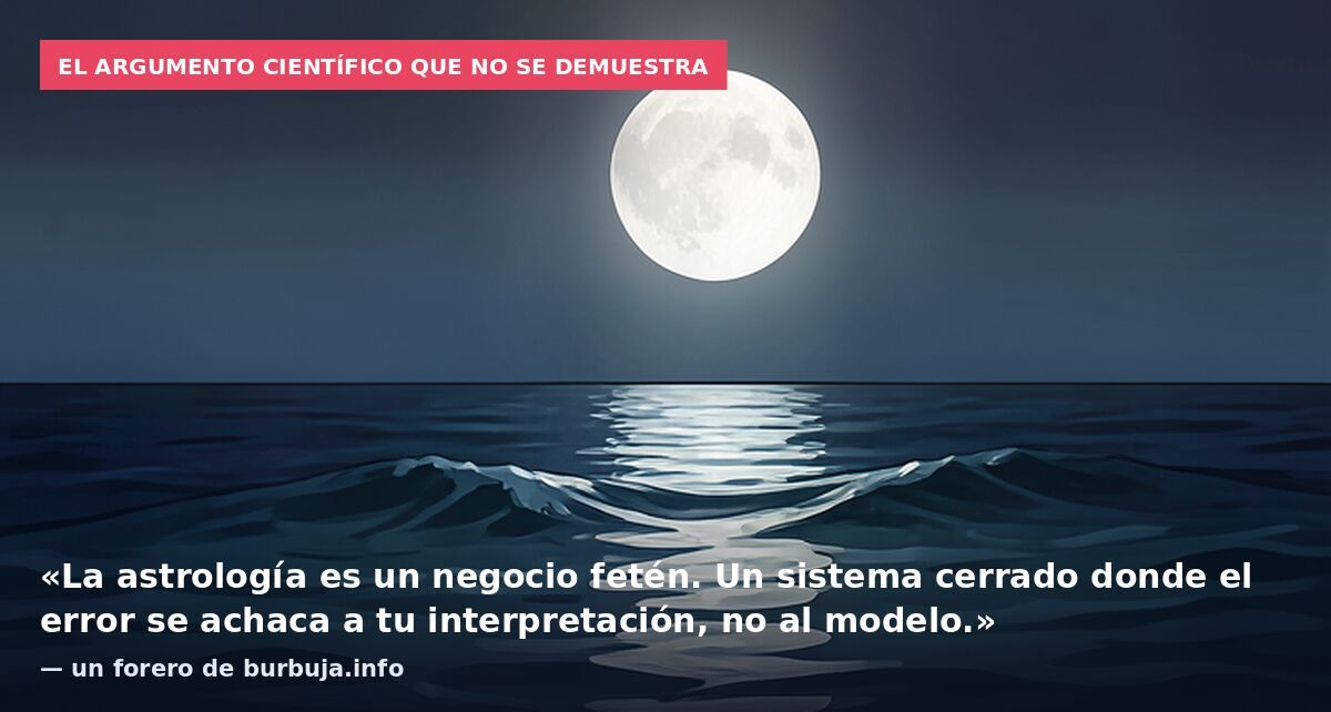 El argumento científico que no se demuestra: «La astrología es un negocio fetén. Un sistema cerrado donde el error se achaca a tu interpretación, no al modelo.» — un forero de burbuja.info