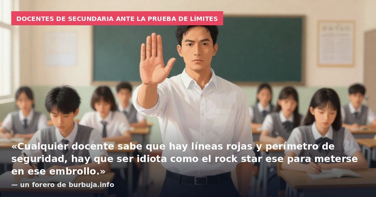 Docentes de secundaria ante la prueba de límites: «Cualquier docente sabe que hay líneas rojas y perímetro de seguridad, hay que ser idiota como el rock star ese para meterse en ese embrollo.» — un forero de burbuja.info