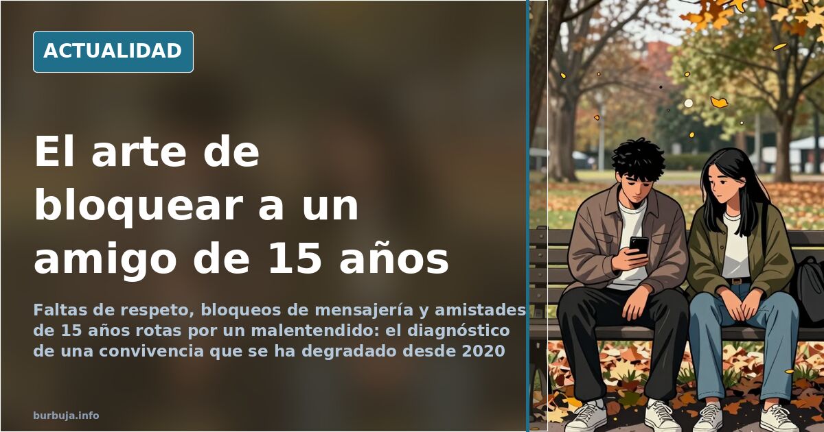 Persona mirando la pantalla del móvil con gesto de cansancio mientras bloquea un contacto en una aplicación de mensajería