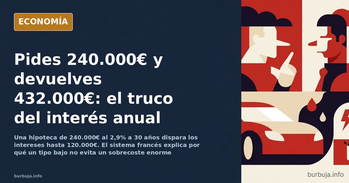 Calculadora junto a un contrato de hipoteca y una maqueta de vivienda sobre una mesa, ilustrando el cálculo de intereses de u