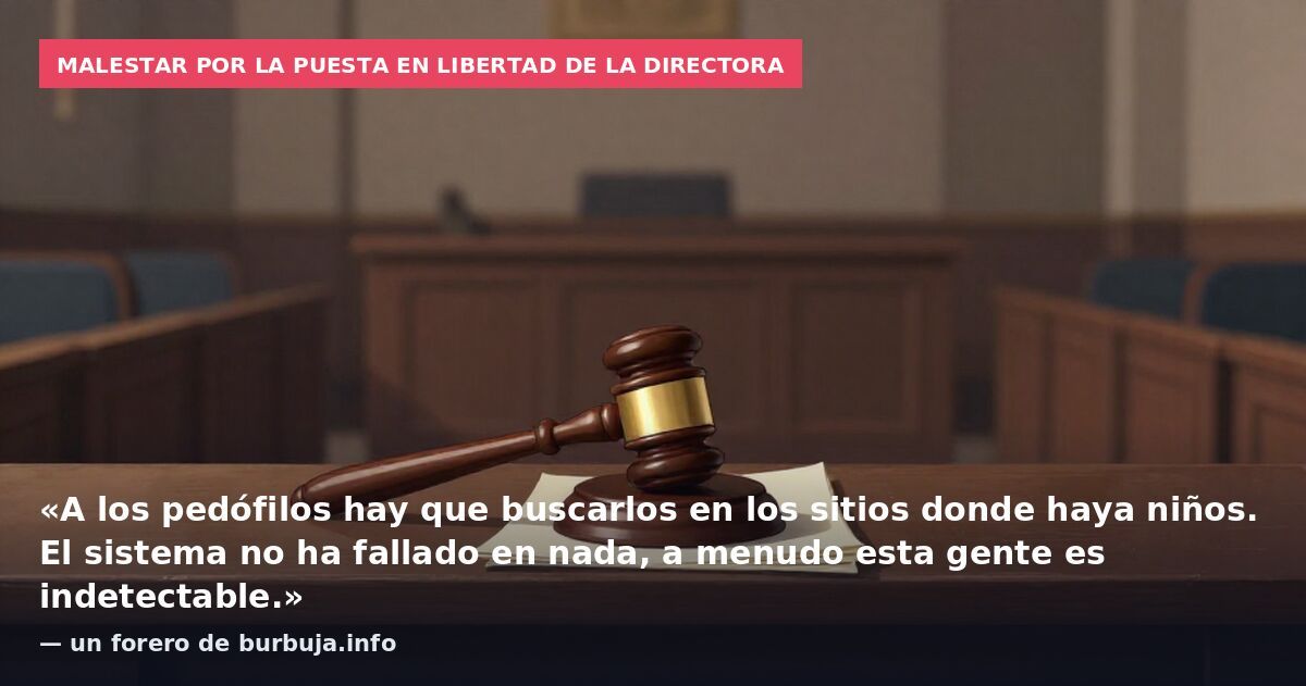Malestar por la puesta en libertad de la directora: «A los pedófilos hay que buscarlos en los sitios donde haya niños. El sistema no ha fallado en nada, a menudo esta gente es indetectable.» — un forero de burbuja.info
