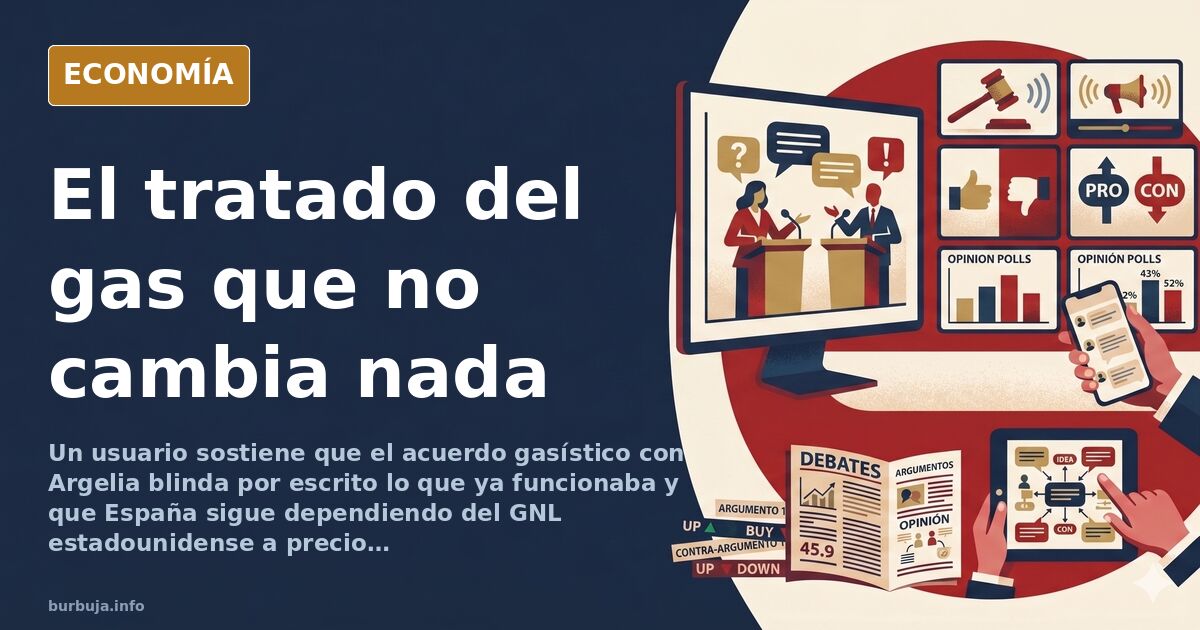 Ilustración editorial de un gasoducto con válvulas y mapas de rutas energéticas entre Argelia y España