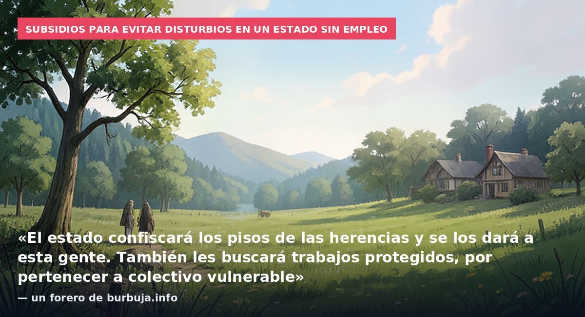 Subsidios para evitar disturbios en un Estado sin empleo: «El estado confiscará los pisos de las herencias y se los dará a esta gente. También les buscará trabajos protegidos, por pertenecer a colectivo vulnerable» — un forero de burbuja.info