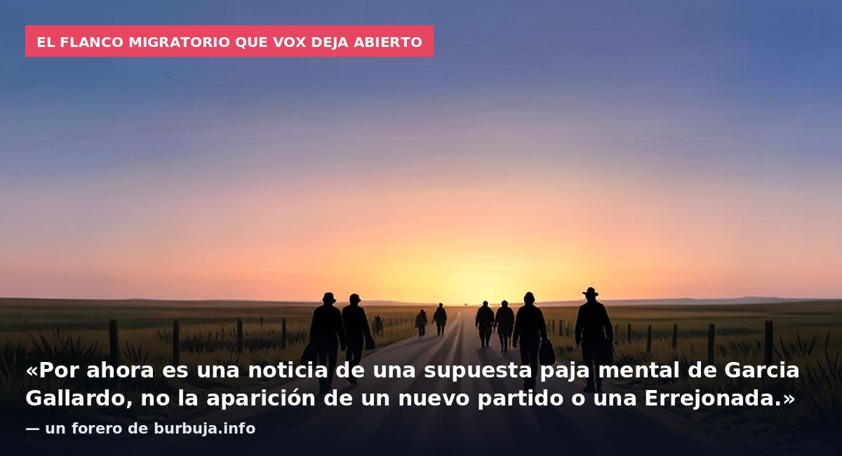 El flanco migratorio que Vox deja abierto: «Por ahora es una noticia de una supuesta paja mental de Garcia Gallardo, no la aparición de un nuevo partido o una Errejonada.» — un forero de burbuja.info