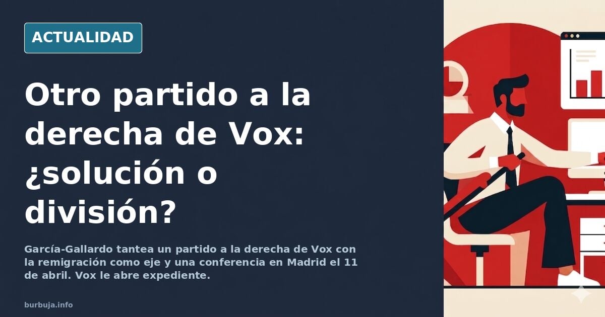 Sala de conferencias en Madrid con atril y bandera de España durante un acto sobre remigración y política migratoria