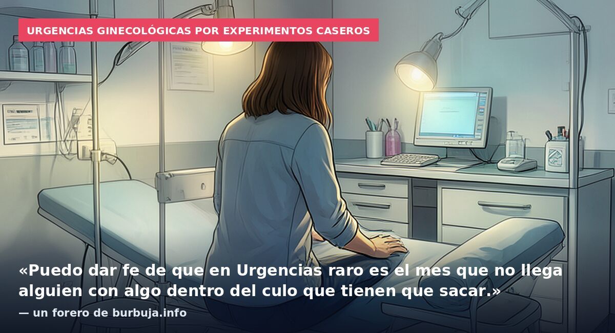 Urgencias ginecológicas por experimentos caseros: «Puedo dar fe de que en Urgencias raro es el mes que no llega alguien con algo dentro del culo que tienen que sacar.» — un forero de burbuja.info