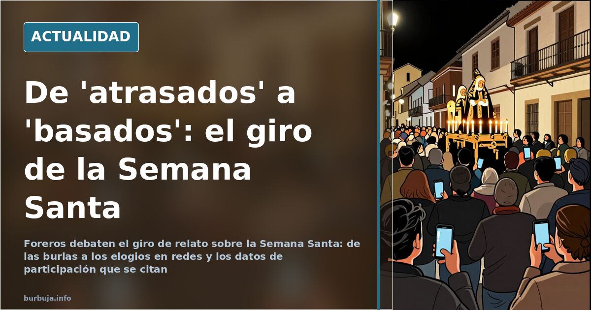 Procesión de Semana Santa en una calle española con público y cofrades durante la madrugá