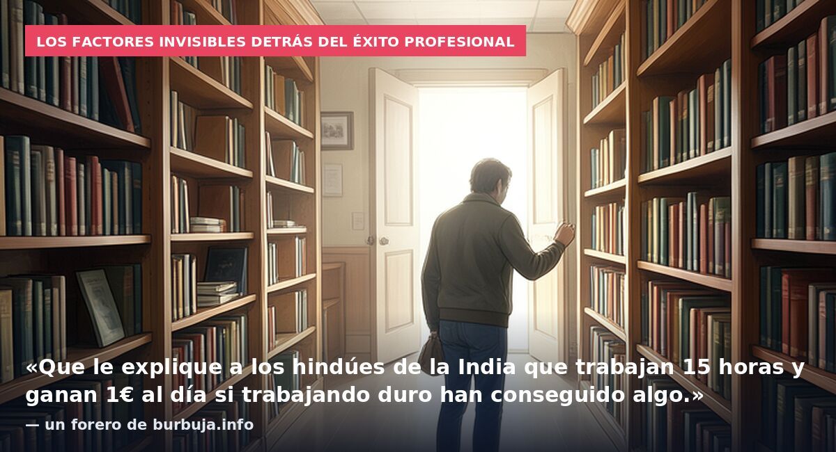 Los factores invisibles detrás del éxito profesional: «Que le explique a los hindúes de la India que trabajan 15 horas y ganan 1€ al día si trabajando duro han conseguido algo.» — un forero de burbuja.info