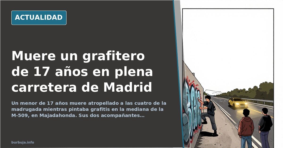 Muere un menor atropellado mientras pintaba grafitis en la M-509 de Madrid