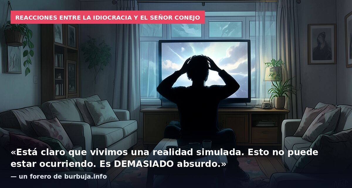 Reacciones entre la Idiocracia y el Señor Conejo: «Está claro que vivimos una realidad simulada. Esto no puede estar ocurriendo. Es DEMASIADO absurdo.» — un forero de burbuja.info