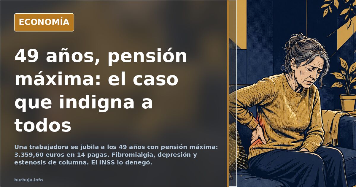 Pensión máxima a los 49 años: fibromialgia, depresión y columna