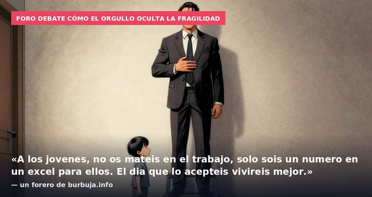 Foro debate cómo el orgullo oculta la fragilidad: «A los jovenes, no os mateis en el trabajo, solo sois un numero en un excel para ellos. El dia que lo acepteis vivireis mejor.» — un forero de burbuja.info