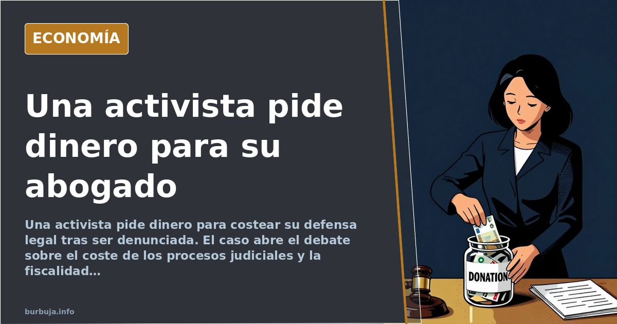 Ilustración editorial de una balanza de la justicia con una alcancía y monedas, simbolizando la financiación de defensas lega