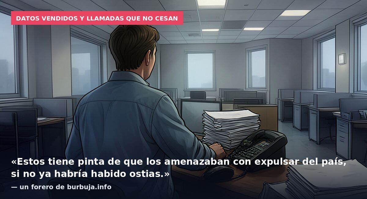 Datos vendidos y llamadas que no cesan: «Estos tiene pinta de que los amenazaban con expulsar del país, si no ya habría habido ostias.» — un forero de burbuja.info