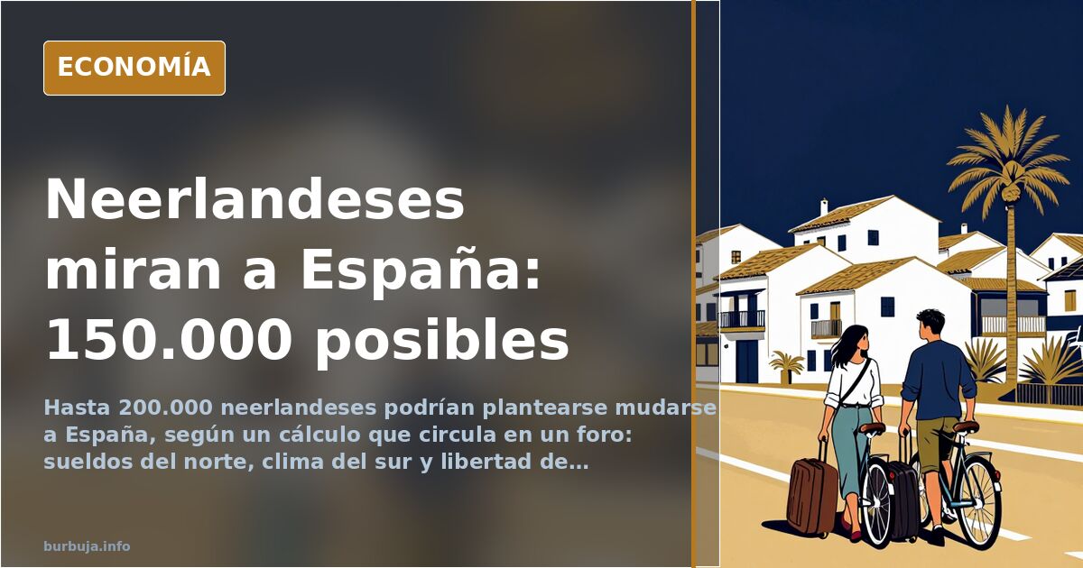 Ilustración editorial de una casa mediterránea junto al mar con una bandera neerlandesa ondeando en el porche