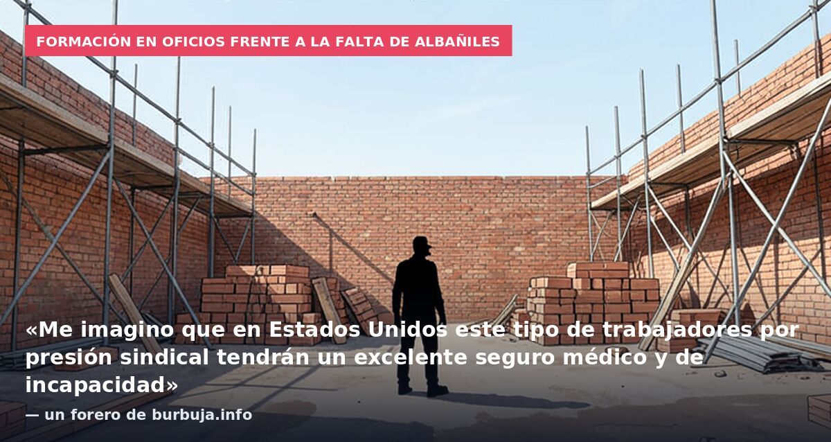 Formación en oficios frente a la falta de albañiles: «Me imagino que en Estados Unidos este tipo de trabajadores por presión sindical tendrán un excelente seguro médico y de incapacidad» — un forero de burbuja.info