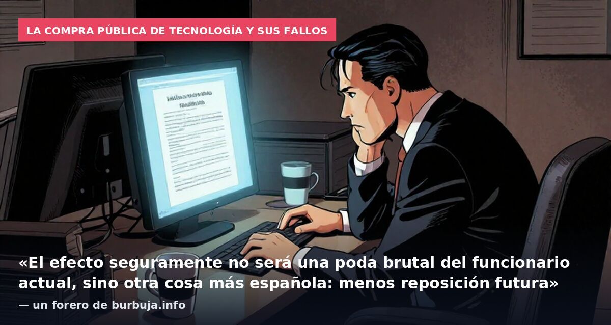 La compra pública de tecnología y sus fallos: «El efecto seguramente no será una poda brutal del funcionario actual, sino otra cosa más española: menos reposición futura» — un forero de burbuja.info