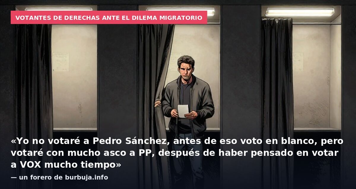 Votantes de derechas ante el dilema migratorio: «Yo no votaré a Pedro Sánchez, antes de eso voto en blanco, pero votaré con mucho asco a PP, después de haber pensado en votar a VOX mucho tiempo» — un forero de burbuja.info