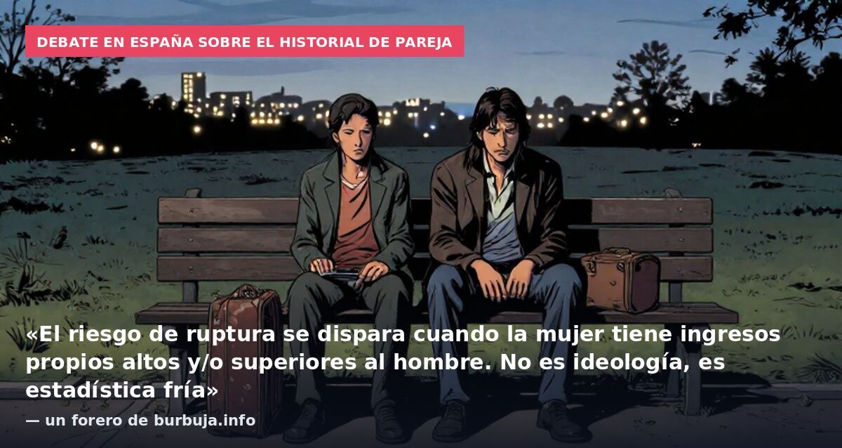 Debate en España sobre el historial de pareja: «El riesgo de ruptura se dispara cuando la mujer tiene ingresos propios altos y/o superiores al hombre. No es ideología, es estadística fría» — un forero de burbuja.info