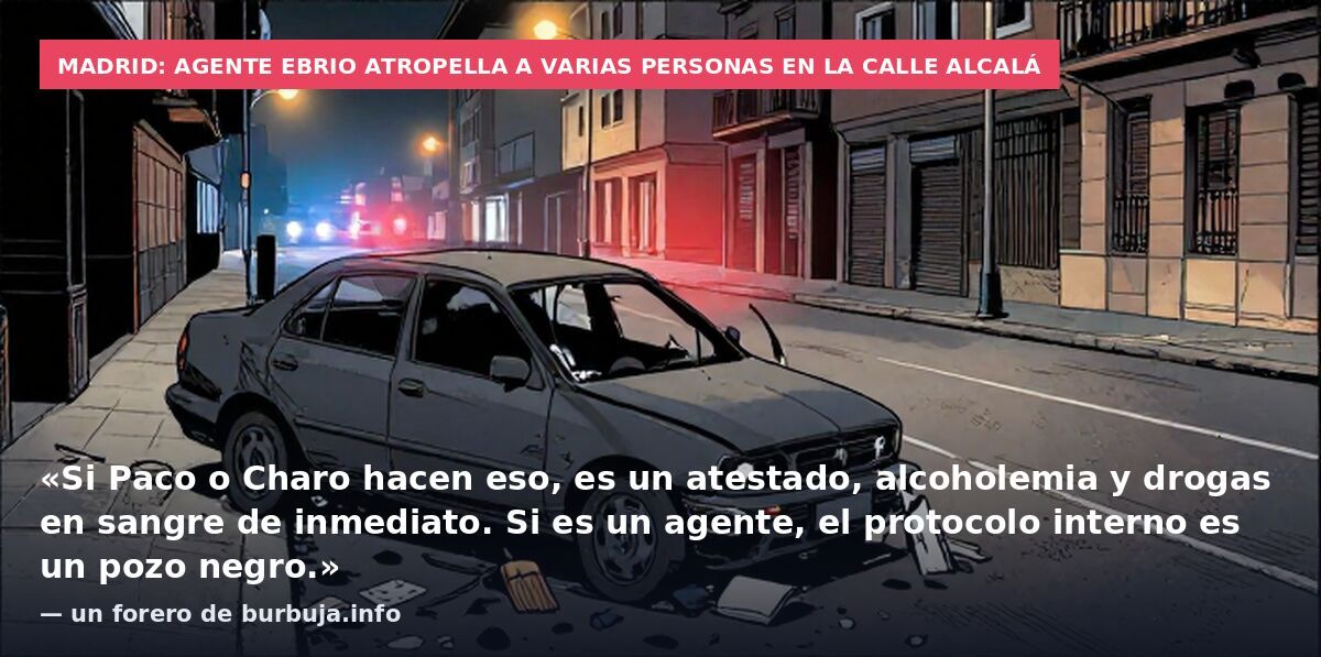 Madrid: agente ebrio atropella a varias personas en la calle Alcalá: «Si Paco o Charo hacen eso, es un atestado, alcoholemia y drogas en sangre de inmediato. Si es un agente, el protocolo interno es un pozo negro.» — un forero de burbuja.info