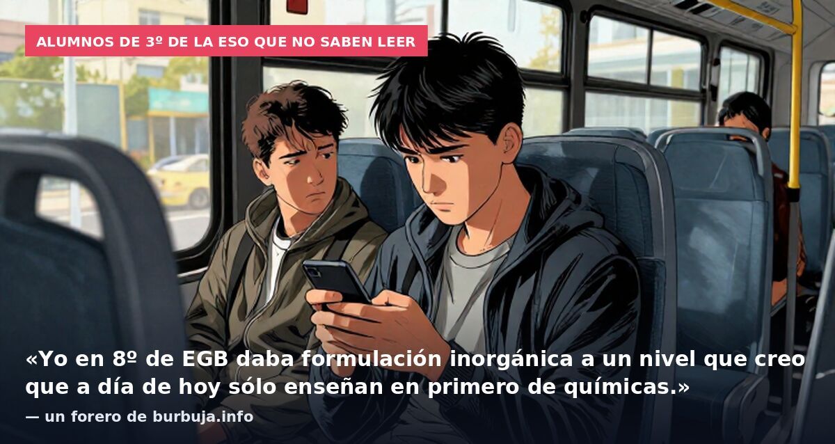 Alumnos de 3º de la ESO que no saben leer: «Yo en 8º de EGB daba formulación inorgánica a un nivel que creo que a día de hoy sólo enseñan en primero de químicas.» — un forero de burbuja.info