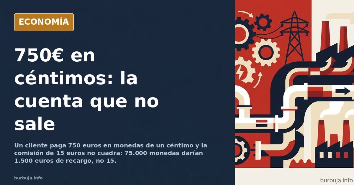 Monedas de un céntimo apiladas junto a una bolsa rota en el suelo de una oficina bancaria