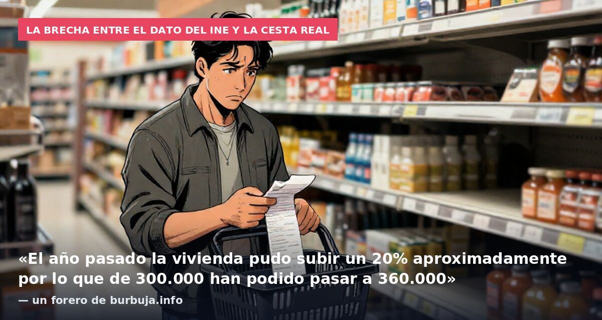 La brecha entre el dato del INE y la cesta real: «El año pasado la vivienda pudo subir un 20% aproximadamente por lo que de 300.000 han podido pasar a 360.000» — un forero de burbuja.info