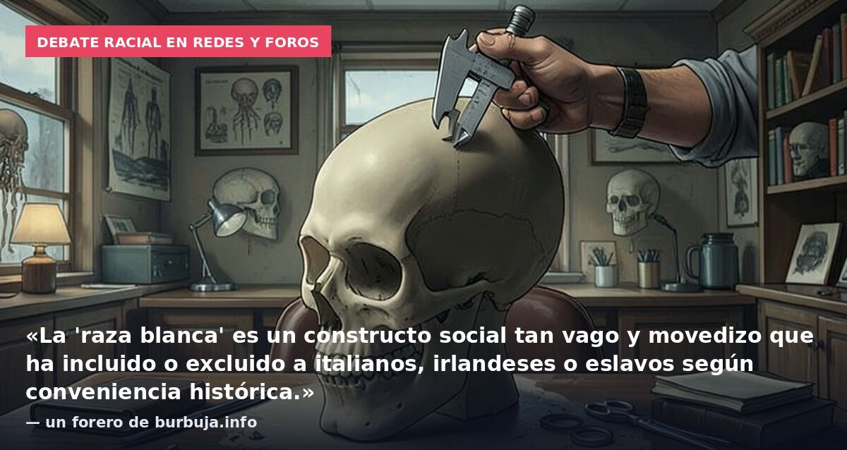 Debate racial en redes y foros: «La 'raza blanca' es un constructo social tan vago y movedizo que ha incluido o excluido a italianos, irlandeses o eslavos según conveniencia histórica.» — un forero de burbuja.info