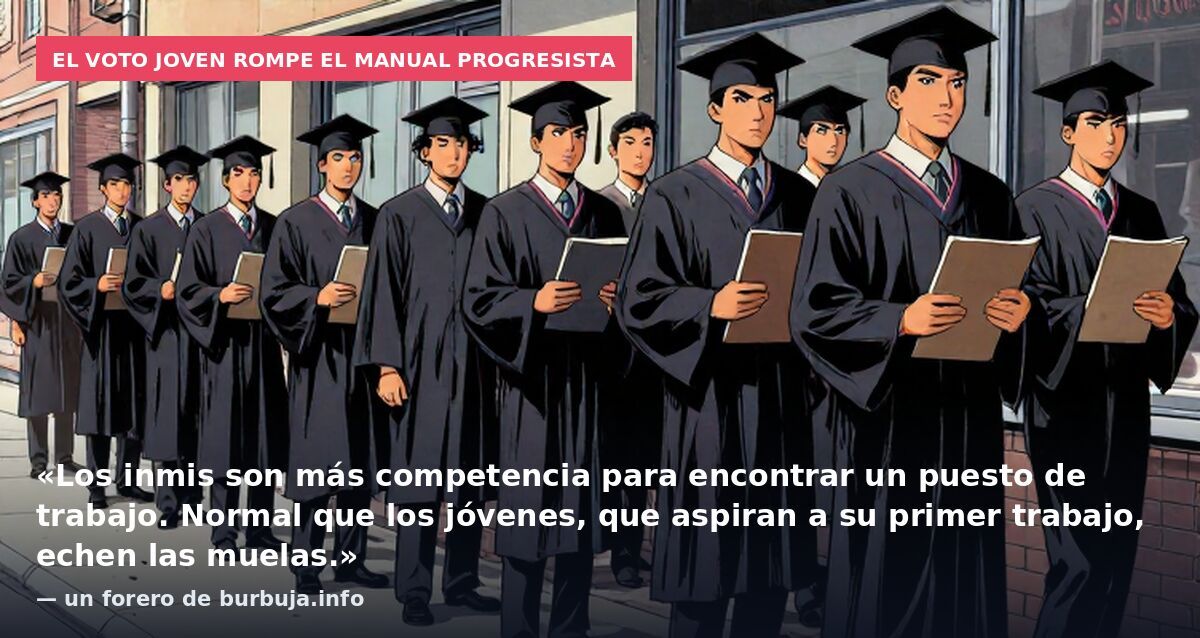 El voto joven rompe el manual progresista: «Los inmis son más competencia para encontrar un puesto de trabajo. Normal que los jóvenes, que aspiran a su primer trabajo, echen las muelas.» — un forero de burbuja.info