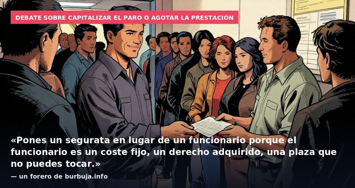 Debate sobre capitalizar el paro o agotar la prestación: «Pones un segurata en lugar de un funcionario porque el funcionario es un coste fijo, un derecho adquirido, una plaza que no puedes tocar.» — un forero de burbuja.info