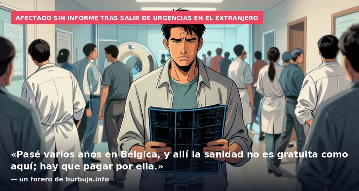 Afectado sin informe tras salir de urgencias en el extranjero: «Pasé varios años en Bélgica, y allí la sanidad no es gratuita como aquí; hay que pagar por ella.» — un forero de burbuja.info