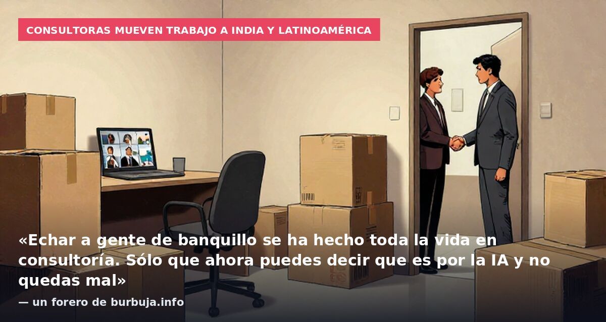 Consultoras mueven trabajo a India y Latinoamérica: «Echar a gente de banquillo se ha hecho toda la vida en consultoría. Sólo que ahora puedes decir que es por la IA y no quedas mal» — un forero de burbuja.info