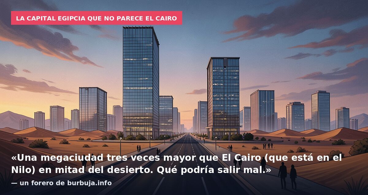 La capital egipcia que no parece El Cairo: «Una megaciudad tres veces mayor que El Cairo (que está en el Nilo) en mitad del desierto. Qué podría salir mal.» — un forero de burbuja.info