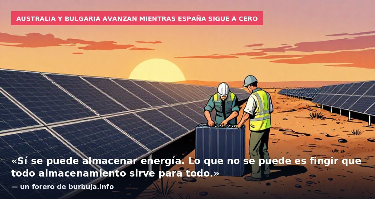 Australia y Bulgaria avanzan mientras España sigue a cero: «Sí se puede almacenar energía. Lo que no se puede es fingir que todo almacenamiento sirve para todo.» — un forero de burbuja.info