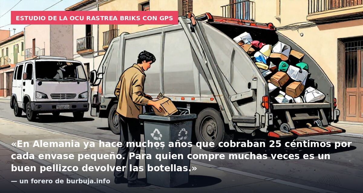 Estudio de la OCU rastrea briks con GPS: «En Alemania ya hace muchos años que cobraban 25 céntimos por cada envase pequeño. Para quien compre muchas veces es un buen pellizco devolver las botellas.» — un forero de burbuja.info