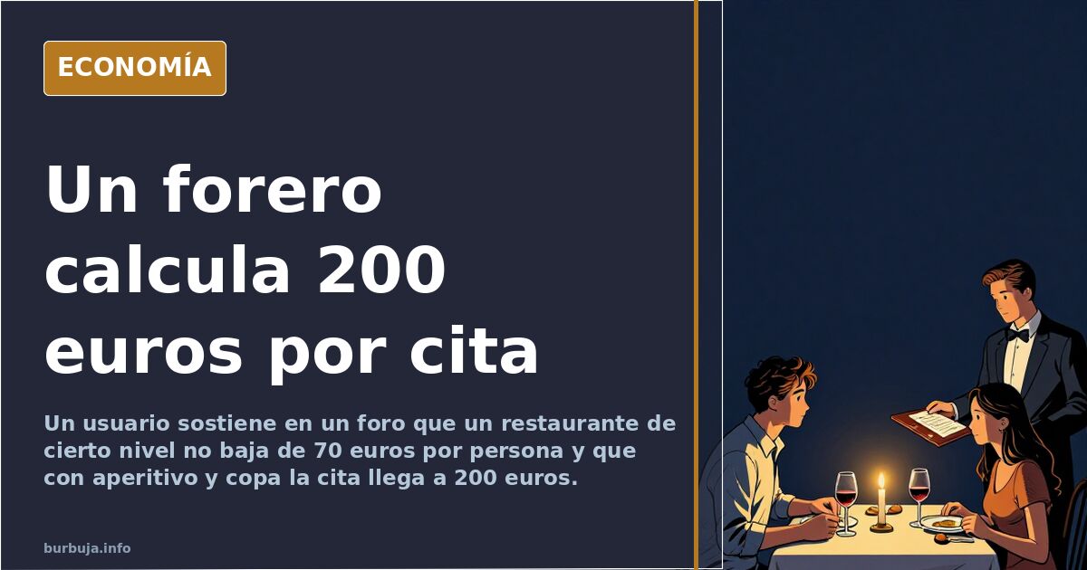 Ilustración editorial de una mesa de restaurante con dos cubiertos y una cuenta elevada sobre mantel, en tonos azul marino y 
