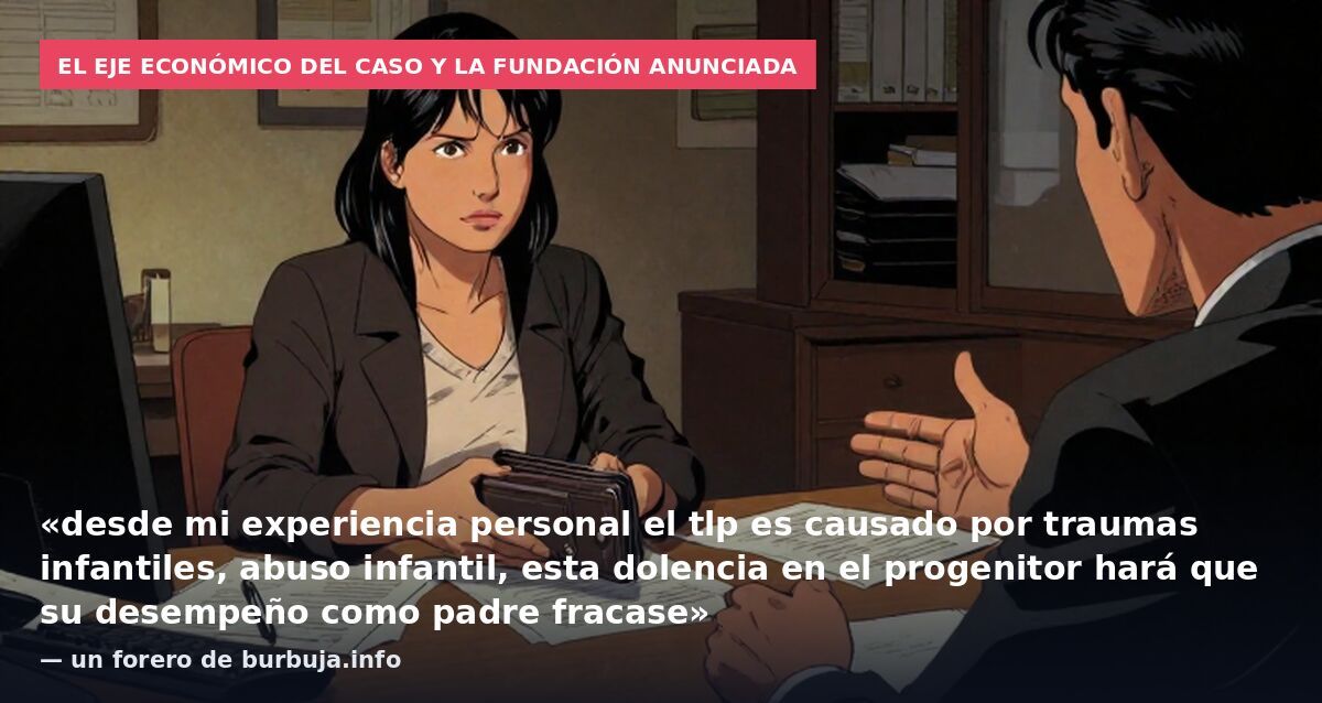 El eje económico del caso y la fundación anunciada: «desde mi experiencia personal el tlp es causado por traumas infantiles, abuso infantil, esta dolencia en el progenitor hará que su desempeño como padre fracase» — un forero de burbuja.info