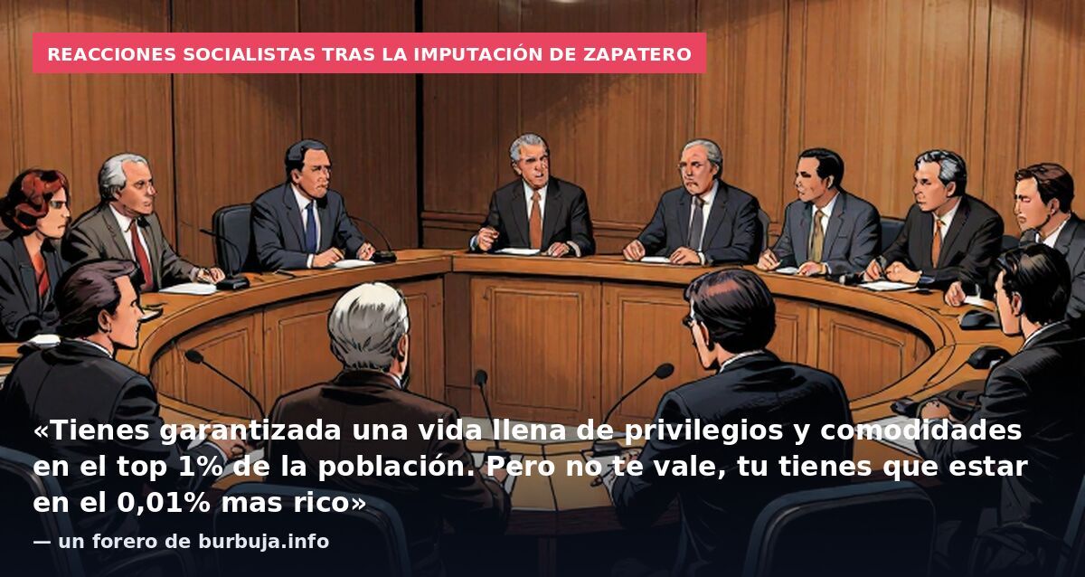 Reacciones socialistas tras la imputación de Zapatero: «Tienes garantizada una vida llena de privilegios y comodidades en el top 1% de la población. Pero no te vale, tu tienes que estar en el 0,01% mas rico» — un forero de burbuja.info