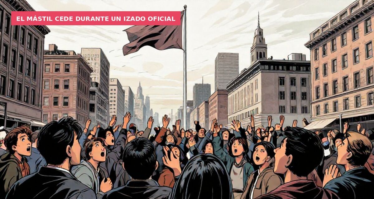 El mástil cede durante un izado oficial