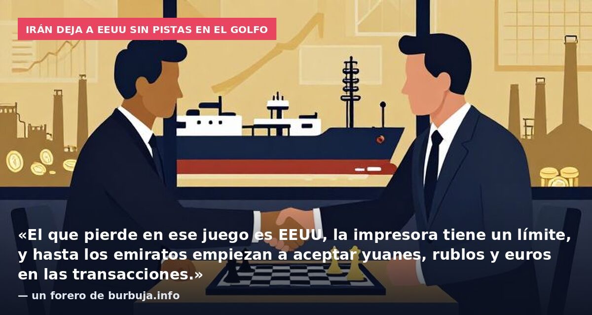 Irán deja a EEUU sin pistas en el Golfo: «El que pierde en ese juego es EEUU, la impresora tiene un límite, y hasta los emiratos empiezan a aceptar yuanes, rublos y euros en las transacciones.» — un forero de burbuja.info